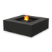 Angled view of black EcoSmart Base 40 square fire table with central flame feature