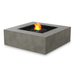 Square concrete EcoSmart Base 40 fire table with built-in ethanol burner and black glass media