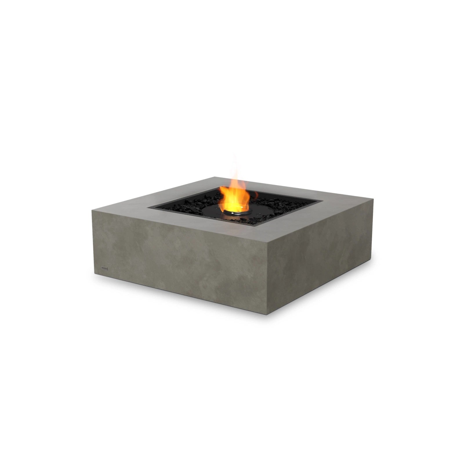 EcoSmart Base 40 fire table in Natural fluid concrete with a Black burner, studio product view.
