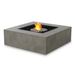 EcoSmart Base 40 square fire table in natural concrete finish with central flame and black fire glass