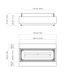 Technical dimensions diagram of the EcoSmart Cosmo 50 fire table showing length, width and height.