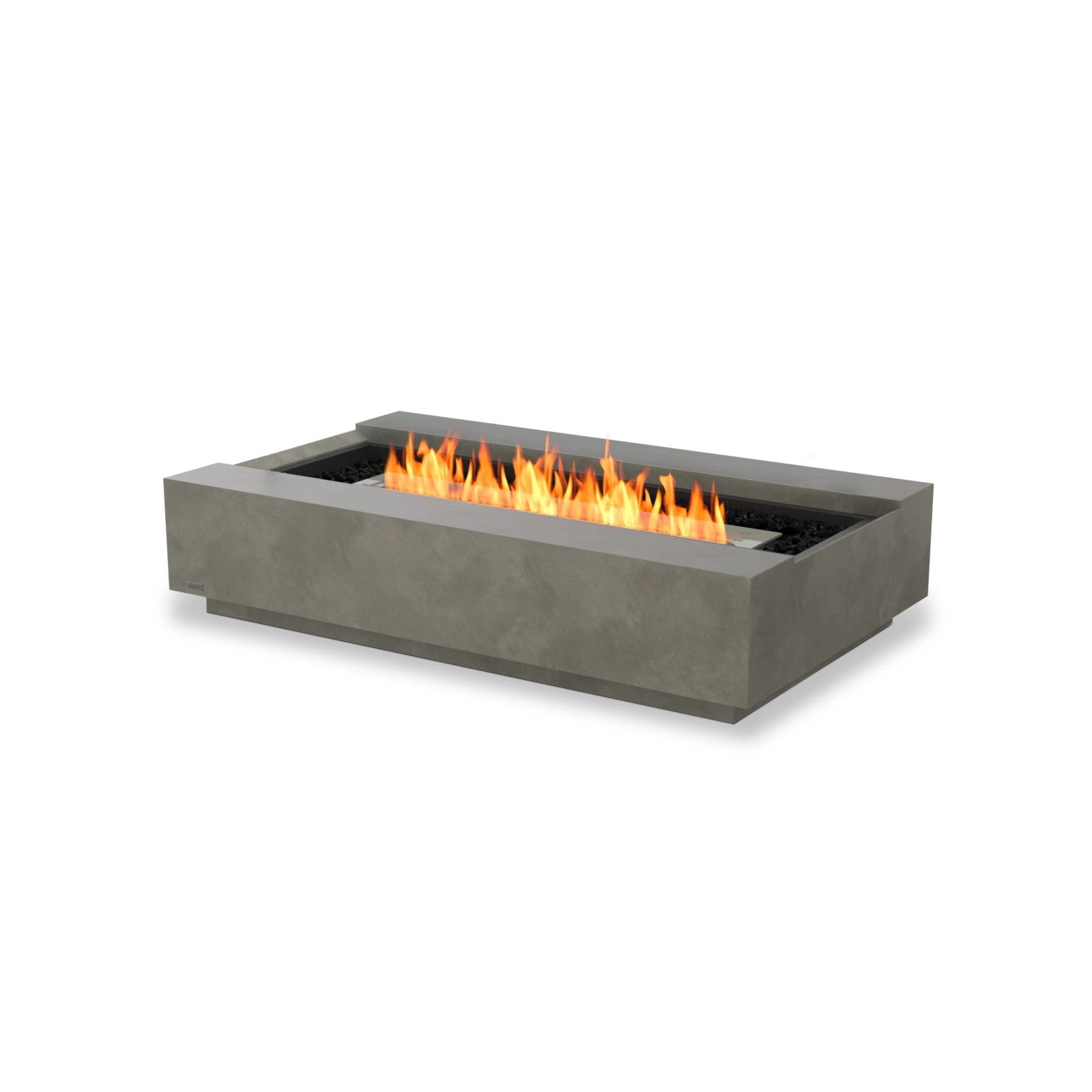 EcoSmart Cosmo 50 fire table in Natural fluid concrete with a Stainless Steel burner, studio product view.