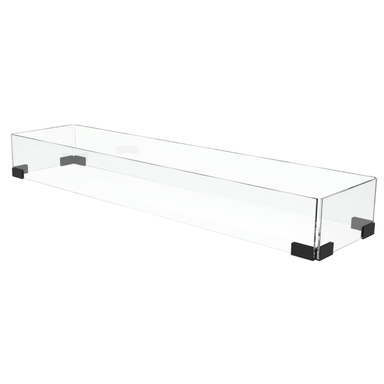 EcoSmart Fire L65 Fire Screen L1520 linear fire screen with toughened clear glass and black support brackets