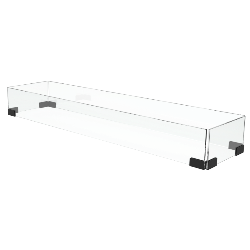 EcoSmart Fire L65 Fire Screen L1520 linear fire screen with toughened clear glass and black support brackets