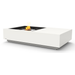EcoSmart Manhattan 50 fire table in Bone Fluid concrete with a Stainless Steel burner surround, viewed from the front.