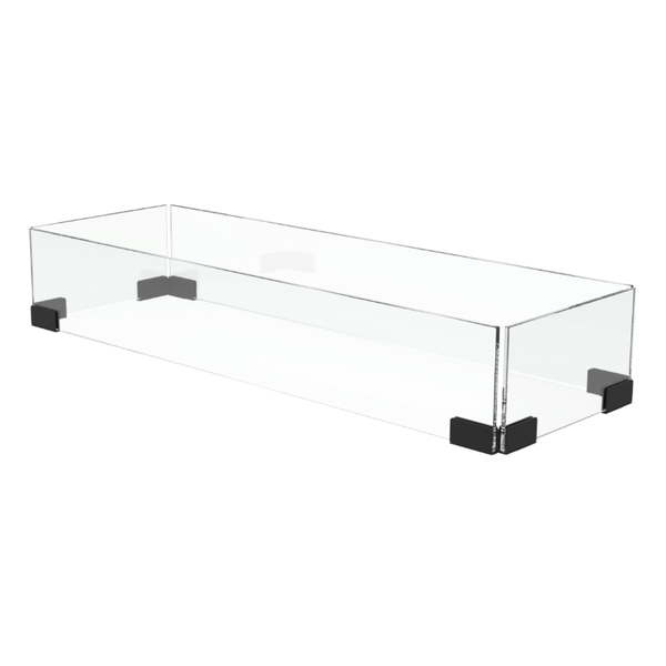 EcoSmart L50 Fire Screen L1080 linear fireplace screen with clear toughened glass and black brackets