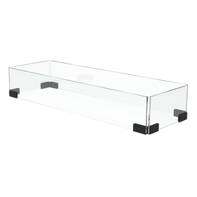 EcoSmart L50 Fire Screen L1080 linear fireplace screen with clear toughened glass and black brackets
