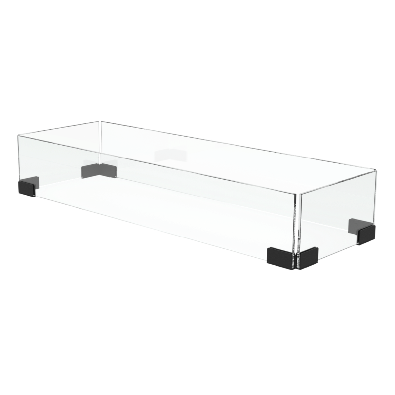 EcoSmart L50 Fire Screen L1080 linear fireplace screen with clear toughened glass and black brackets