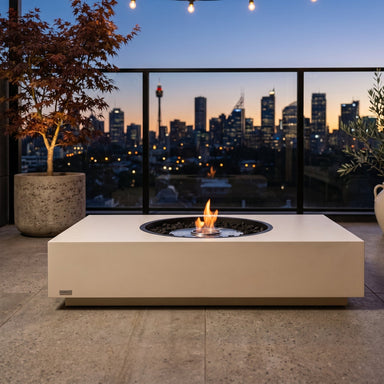 EcoSmart Martini 50 Fire Table in Bone, / Stainless Steel