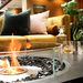 EcoSmart Martini 50 in an indoor setting showing the recessed sunken circular flame from above.