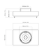 EcoSmart Martini 50 dimensions diagram showing the rectangular footprint and sunken circular burner placement.