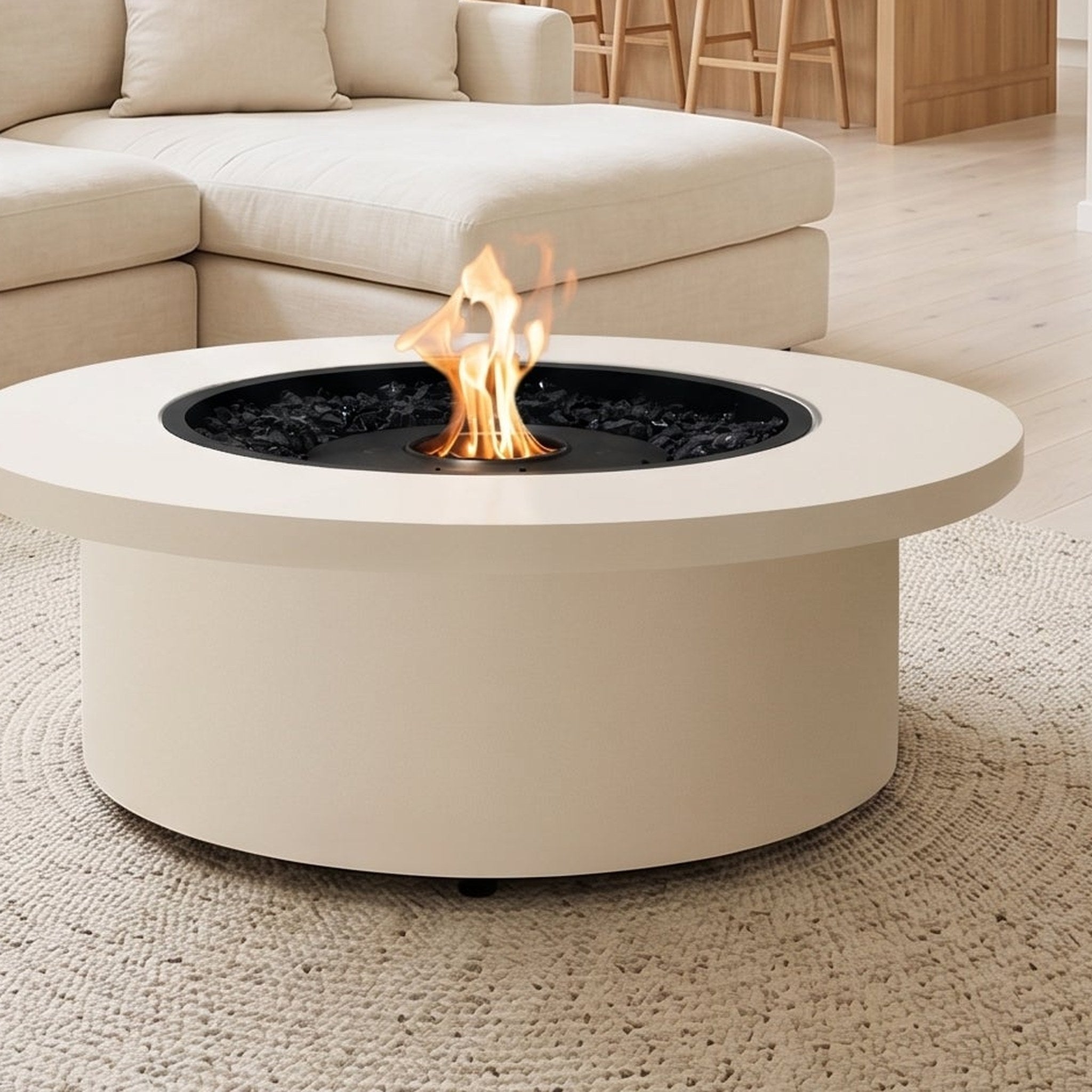 EcoSmart Mimosa 40 Fire Table in Bone, / Black