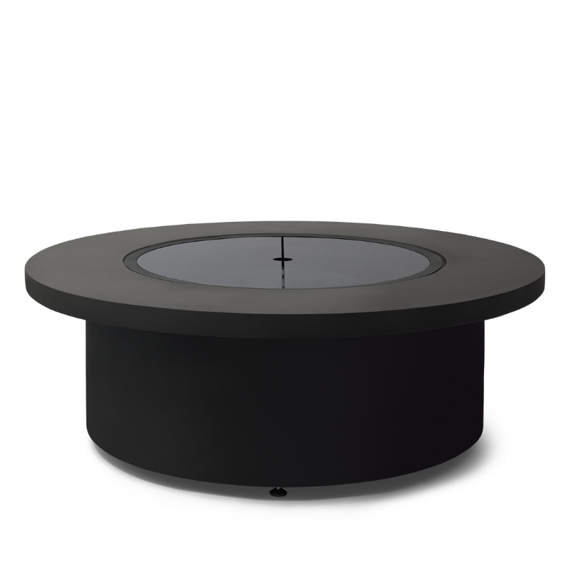 EcoSmart Mimosa 40 in Graphite Fluid concrete with the flat cover plate flush with the tabletop.