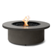 EcoSmart Mimosa 40 in Natural Fluid concrete with a Black burner surround and a live flame.