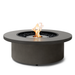 EcoSmart Mimosa 40 in Natural Fluid concrete with a Stainless Steel burner and black glass charcoal media.