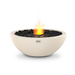 EcoSmart Mix 600 Fire Pit in Bone concrete with Black burner, front view of a round modern fire pit.