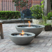 EcoSmart Mix 600 Fire Pit in Natural concrete finish on an outdoor patio setting.
