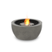 EcoSmart Pod 30 Fire Pit in Natural Fluid concrete with Stainless Steel burner, product image with flame.