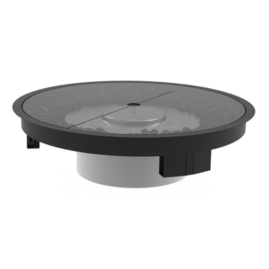 EcoSmart R20 Cover Plate fitted to round fire pit burner tray with black surround cover plate accessory