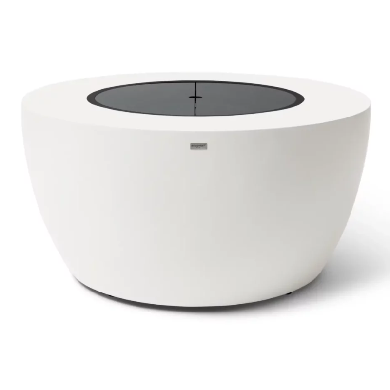 EcoSmart R20 Cover Plate on white round fire pit table creating flat usable tabletop surface