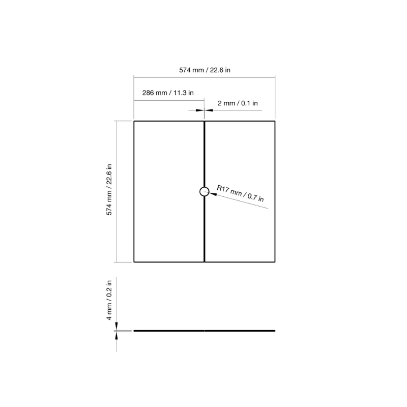 EcoSmart S22 Fire Screen dimensions and size specifications diagram