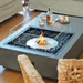 EcoSmart S22 Fire Screen S500 installed on square fire pit table with protective glass screen and flame display
