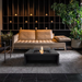 EcoSmart S22 Fire Screen S500 on black square fire table in modern lounge with burner safety screen