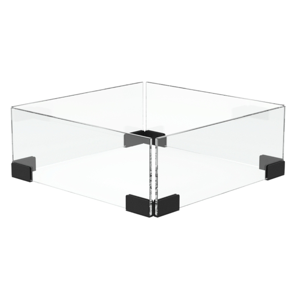 EcoSmart S22 Fire Screen S500 square fireplace screen with clear toughened glass and black corner brackets