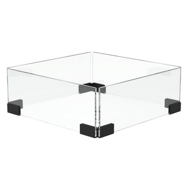 EcoSmart S22 Fire Screen S500 square fireplace screen with clear toughened glass and black corner brackets