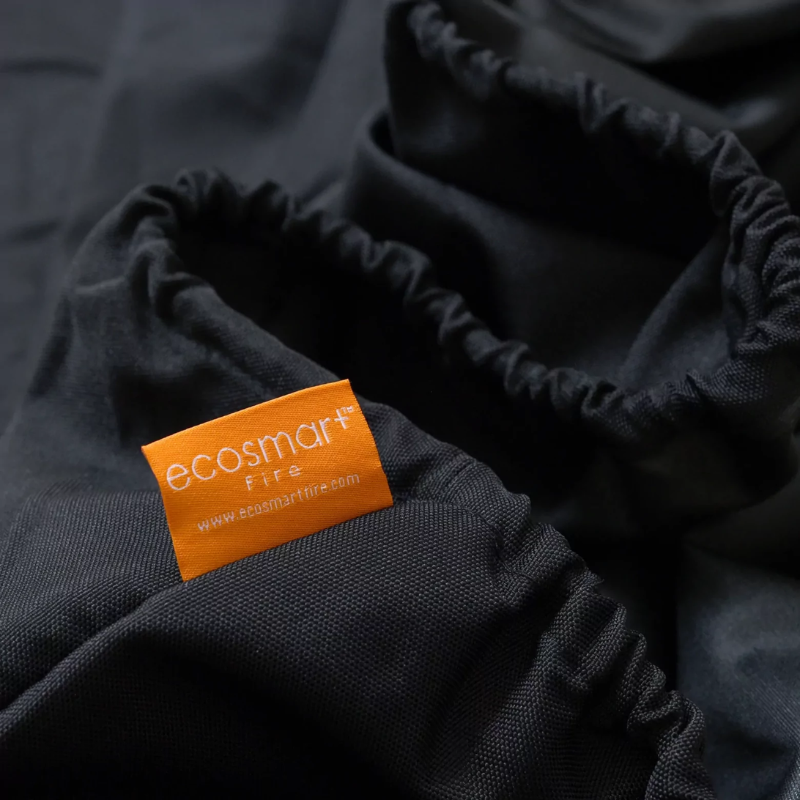 Ecosmart ST38 Cover black protective fire pit cover with fitted drawstring edge and branded tag detail