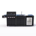 Coleman Revolution 4 Burner Outdoor Kitchen in Matt Black, sink + fridge configuration