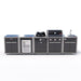 Coleman Revolution Dual Fuel Outdoor Kitchen in Black Gloss, sink + storage + fridge configuration