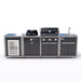 Coleman Revolution Dual Fuel Outdoor Kitchen in Black Gloss, sink + fridge configuration