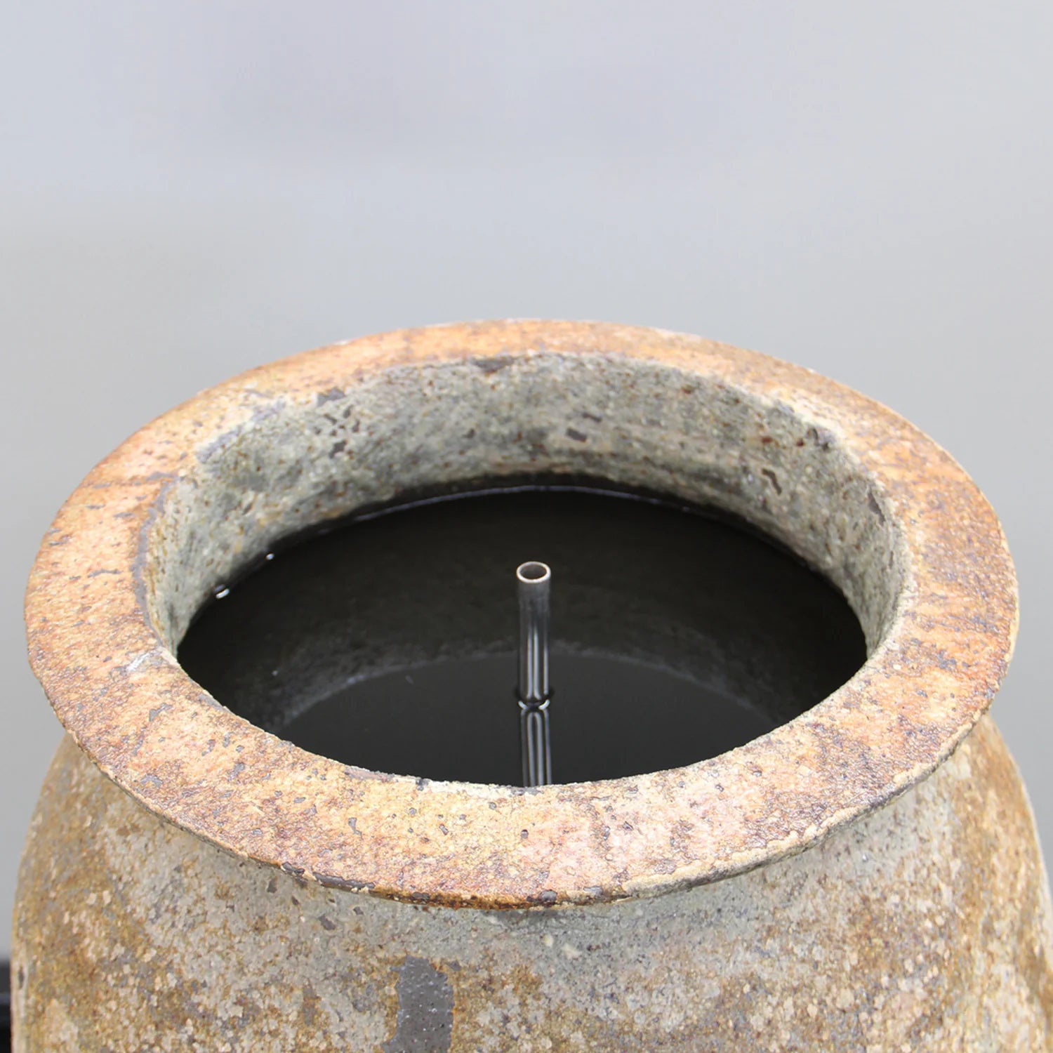Kellock Roman Jar Water Feature, green glaze, side view