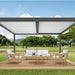 Kustom Mosa adjustable louvre pergola in white with louvres open to the sky