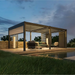 Kustom V Pro motorised louvre pergola poolside at dusk