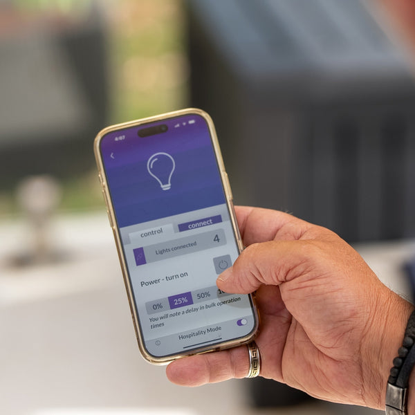 Shadowspec App controlling umbrella LED light brightness