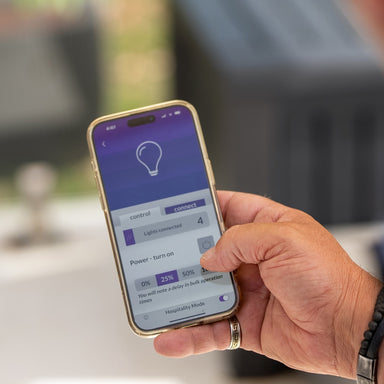 Shadowspec App controlling umbrella LED light brightness
