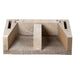 Ochre Living Log Store Accessories empty concrete firewood storage unit shown on a white background, highlighting the rectangular design with central divider for organising logs