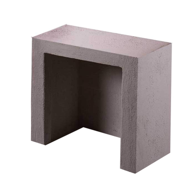 Ochre Living Side Log Store Ossa shown as a standalone outdoor fireplace log storage unit with a textured concrete finish and open front cavity on a clean white background
