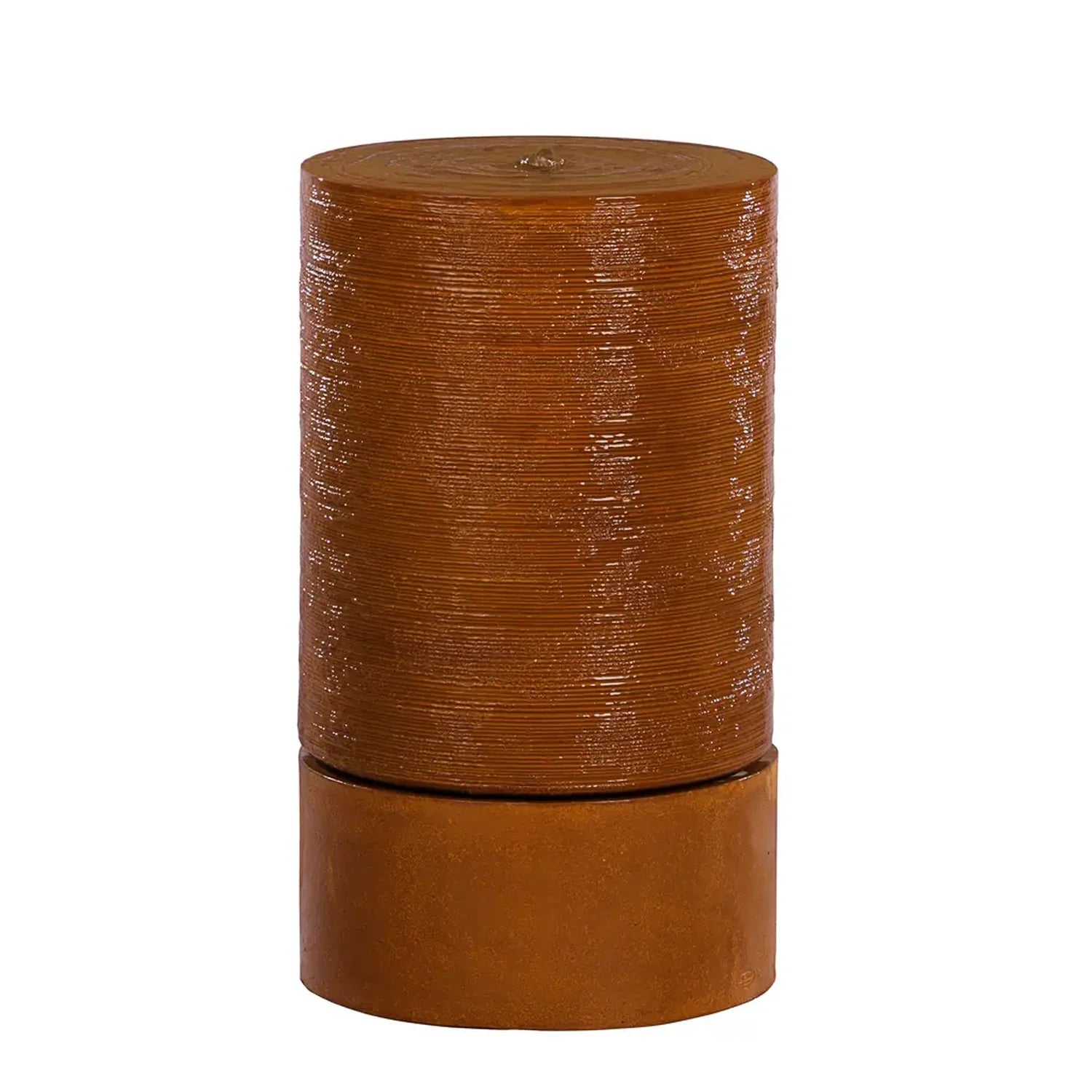 Pietro Stoneware Asaki Tower Fountain in aged rust, studio shot