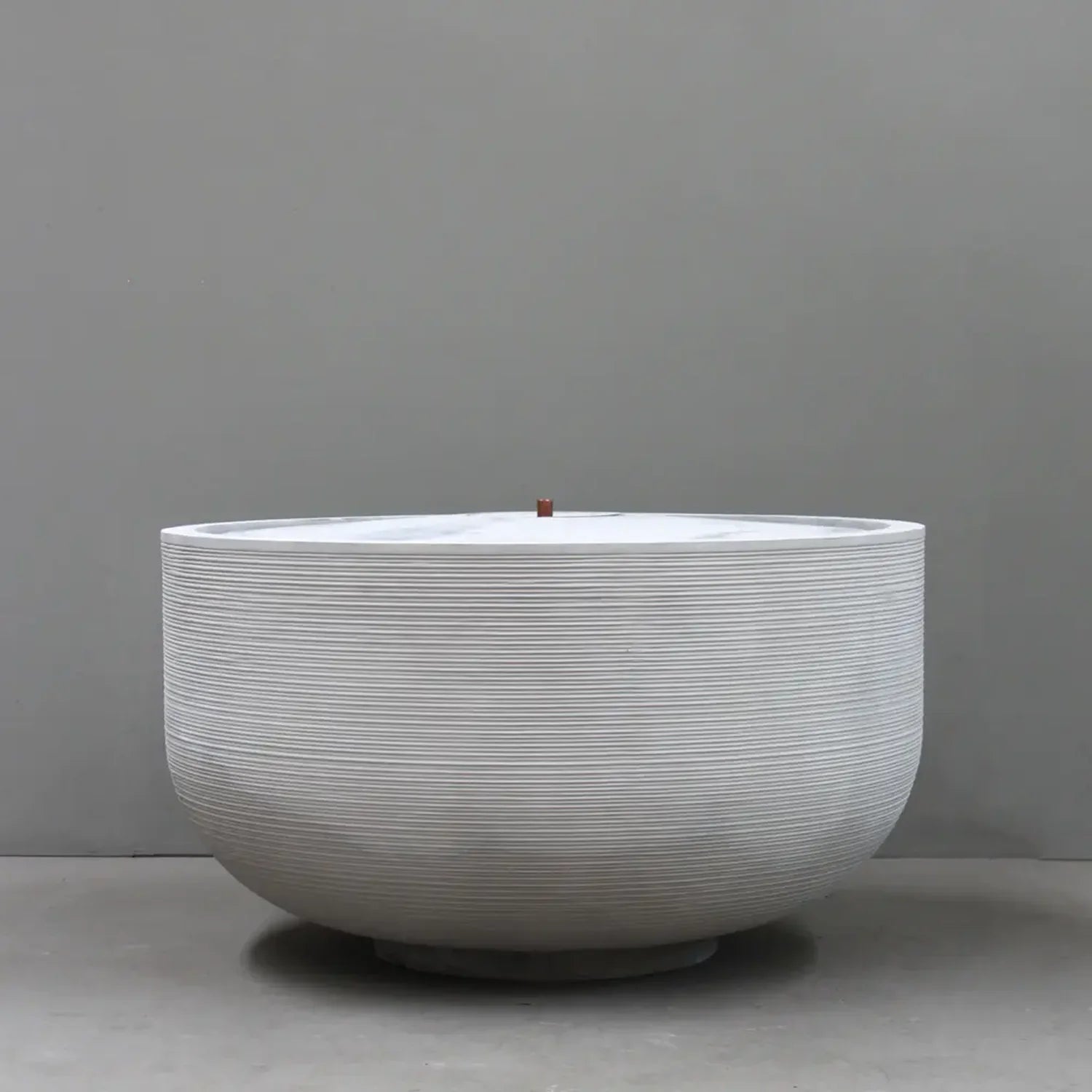 Pietro Stoneware Cascade Bubbler Fountain, natural cement, second angle