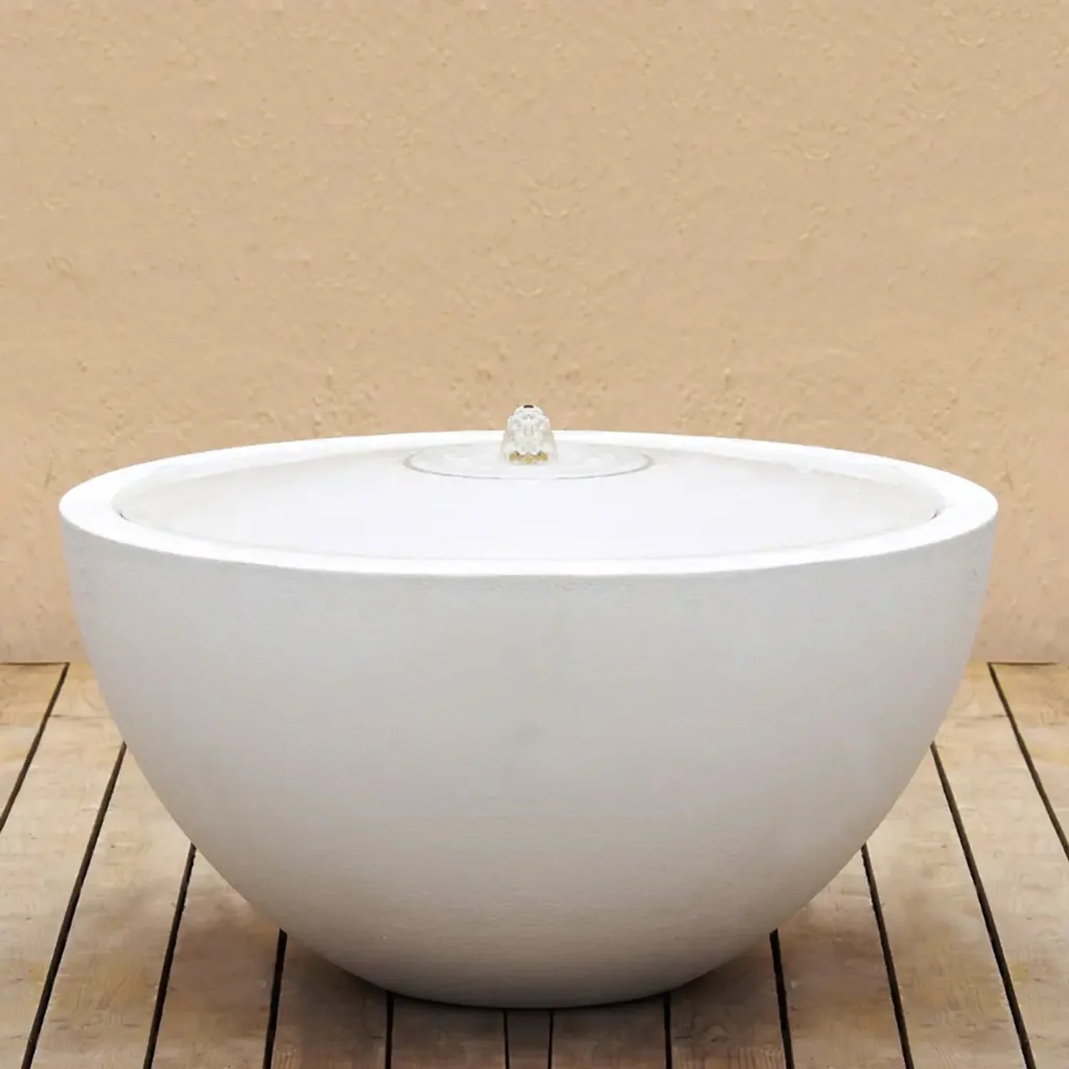 Pietro Stoneware Mini Volcano Bubbler Fountain in white, studio shot