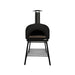 Polito Donatello II wood fire oven in black on the steel tower stand