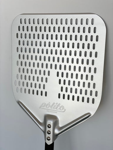Polito perforated aluminium pizza peel for loading and retrieving pizza