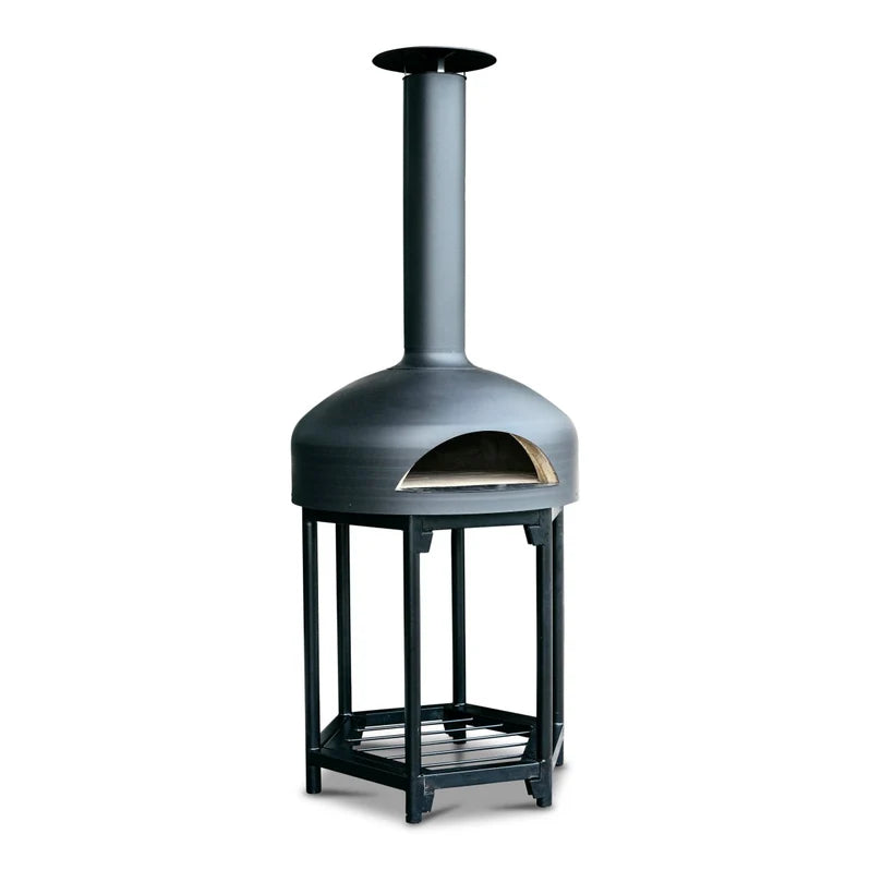 Polito Giotto wood fire oven in Black on the Hexa Stand