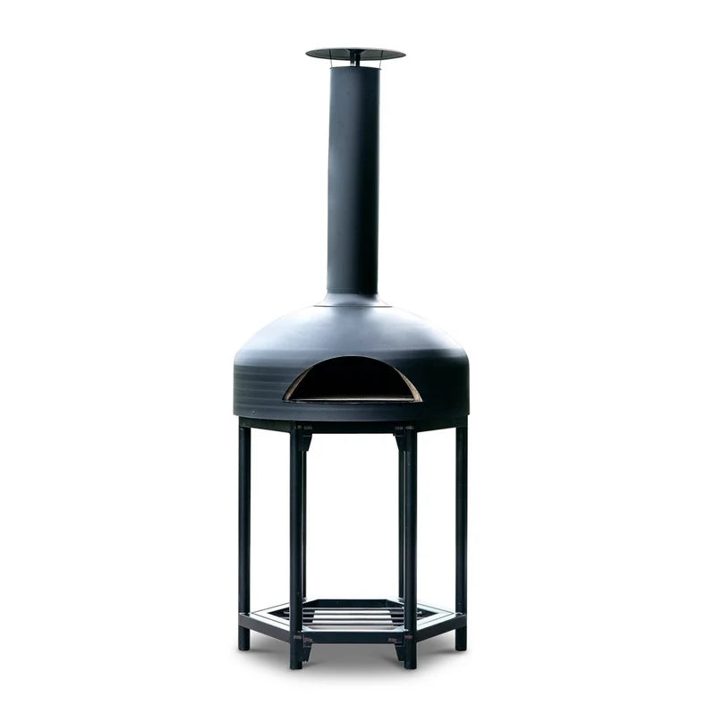 Polito Giotto wood fire oven in Charcoal on the Hexa Stand