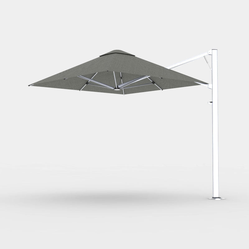Shadowspec Serenity 2.5m Square cantilever umbrella in Charcoal Tweed canopy