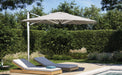 Shadowspec SU4 tilting offset umbrella, 3.5m Octagon, Oyster canopy over a garden pool deck