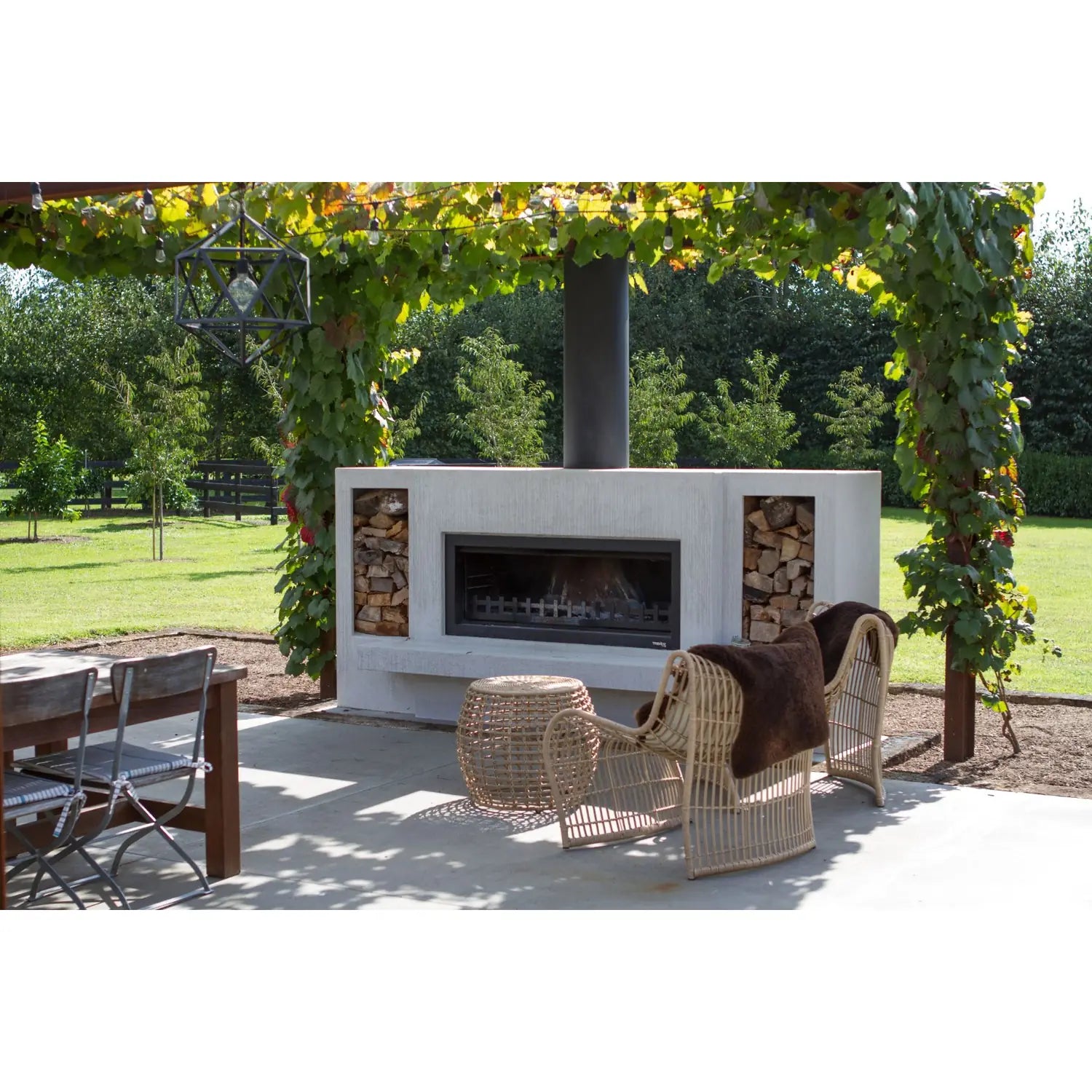 Trendz Burton Concrete Outdoor Fireplace, standard plastered concrete storage